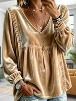 Cozy Velvet Top With Lace Paneling