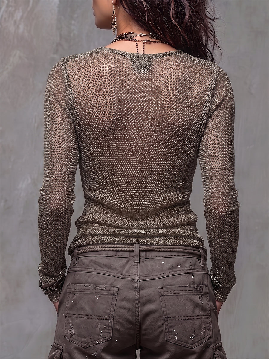 Earthy Boho-chic Wrap Knit Top
