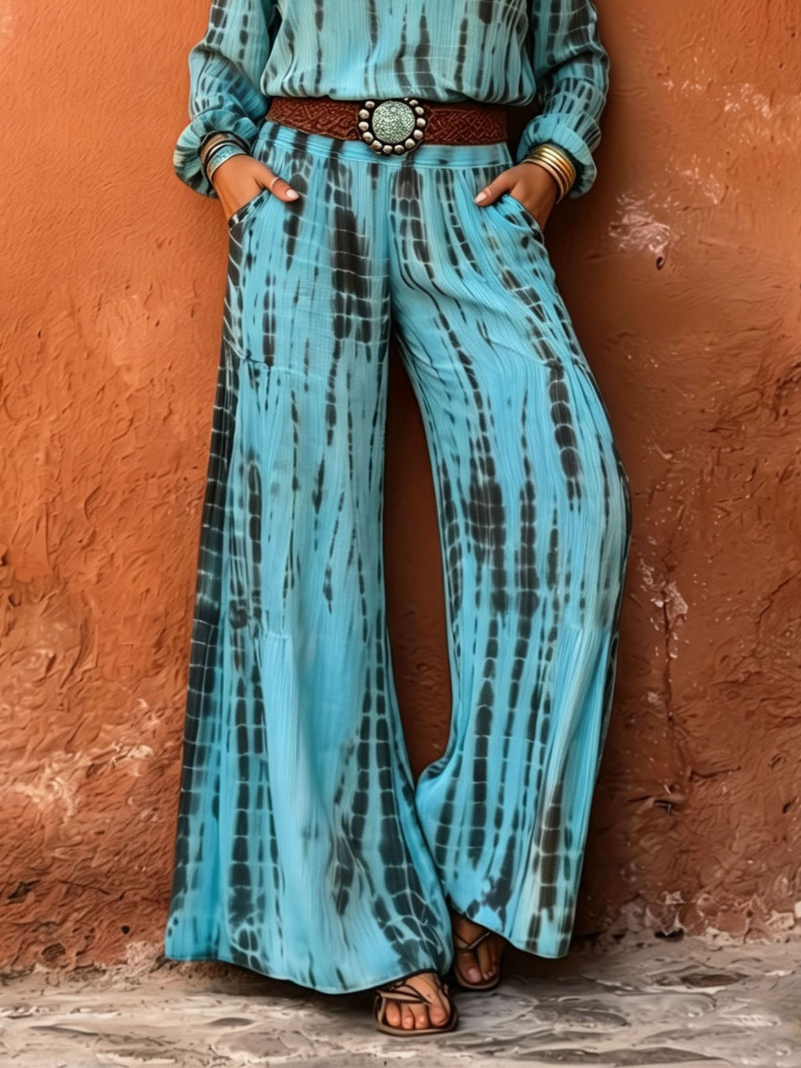 Bohemian Tie-dye Print Wide-leg Pants