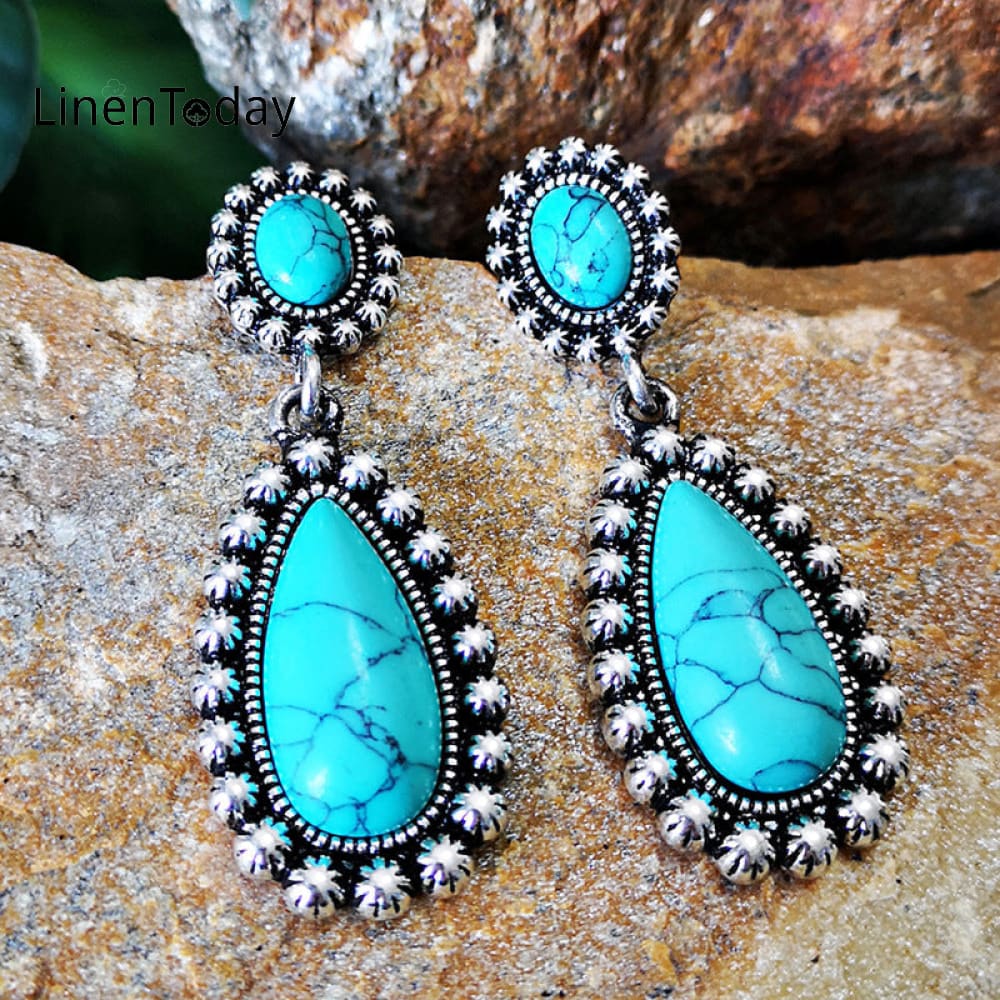 Vintage Turquoise Drop Earrings– linentoday