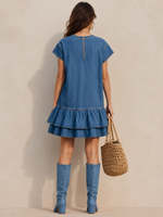 Casual Ruffled Denim Mini Dress