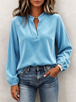 Cozy Minimalist V-neck Corduroy Shirt