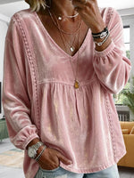 Cozy Velvet Top With Lace Paneling