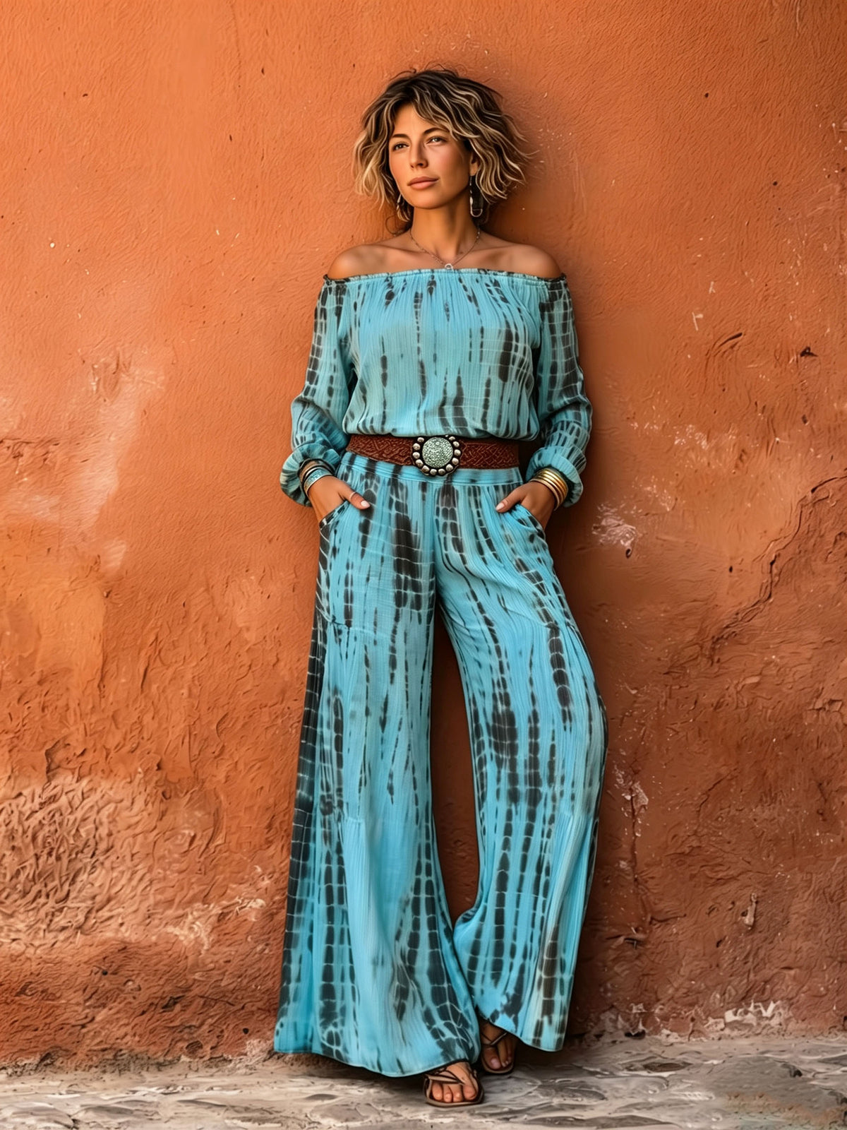 Bohemian Tie-dye Print Wide-leg Pants
